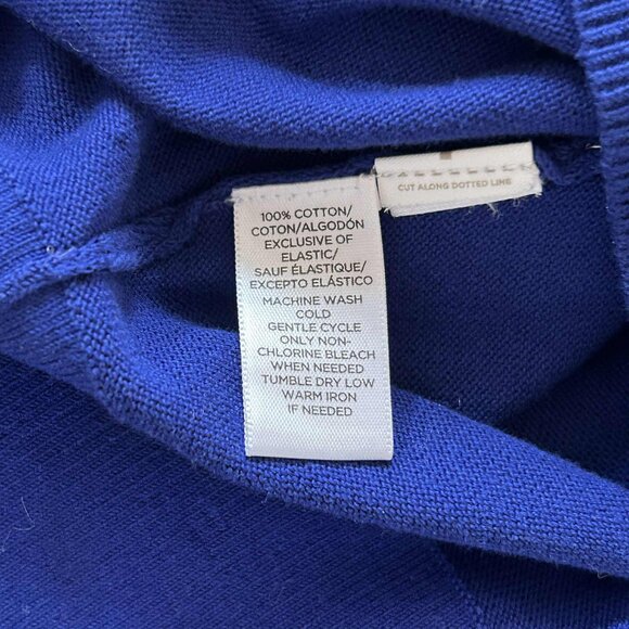 Loft Royal Blue Short Sleeve Cotton Scoop Neck Button Up Sweater Cardigan Large - Picture 5 of 7